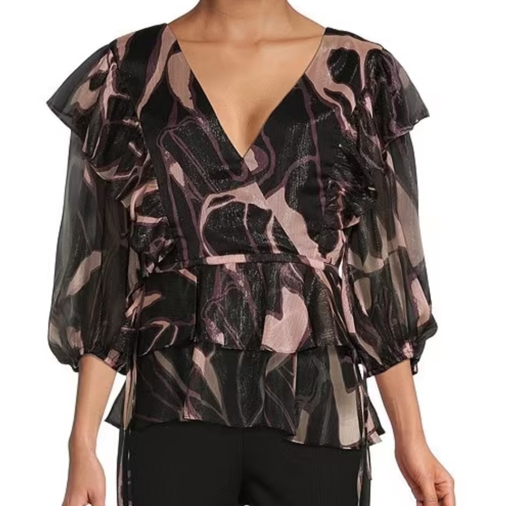 TED BAKER London Jasmyna Woven V-Neck 3/4 Blouson - Size 2